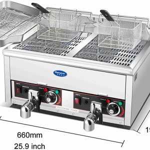 CJK fast food restaurant stainless steel e  fryer, equipped with temperature thermostat and tap
