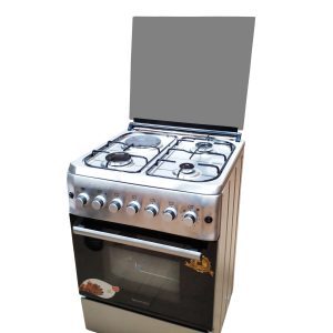 BlueFlame cooker S6031EFRP – L 60x60cm, 3 gas burners and 1electric hot plate with electric oven inox – stainless