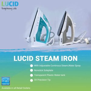 Lucid Steam Iron, 1.7 Litres - EC3001A-GS - White, Blue