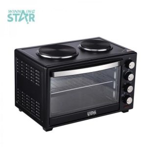 Winningstar 40L Electric Baking Oven With 2 Hot Plates, Black.
